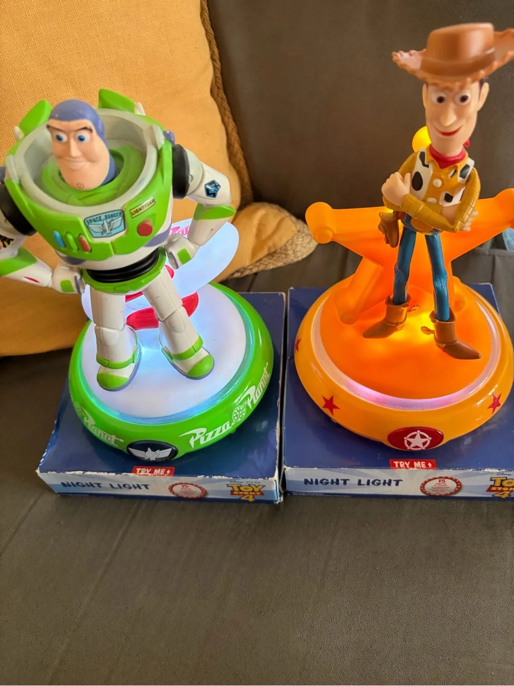 Buzz Lightyear and Woody Night Light Set - Green & Orange